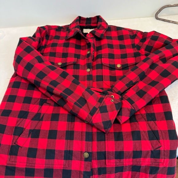Current Elliott Red Black Plaid Sherpa Workman Shacket Jacket Size 2/ M - Picture 9 of 14
